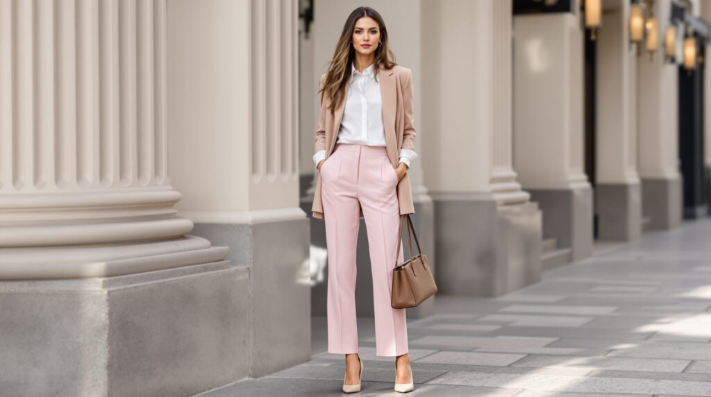 que mettre avec un pantalon rose poudré