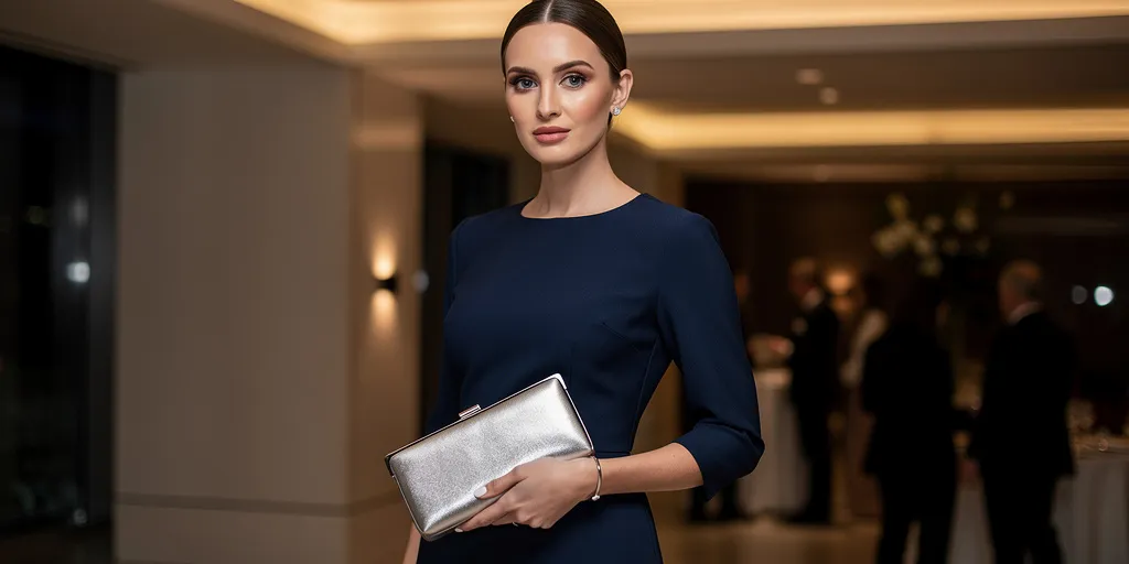 quelle pochette avec une robe bleu marine
