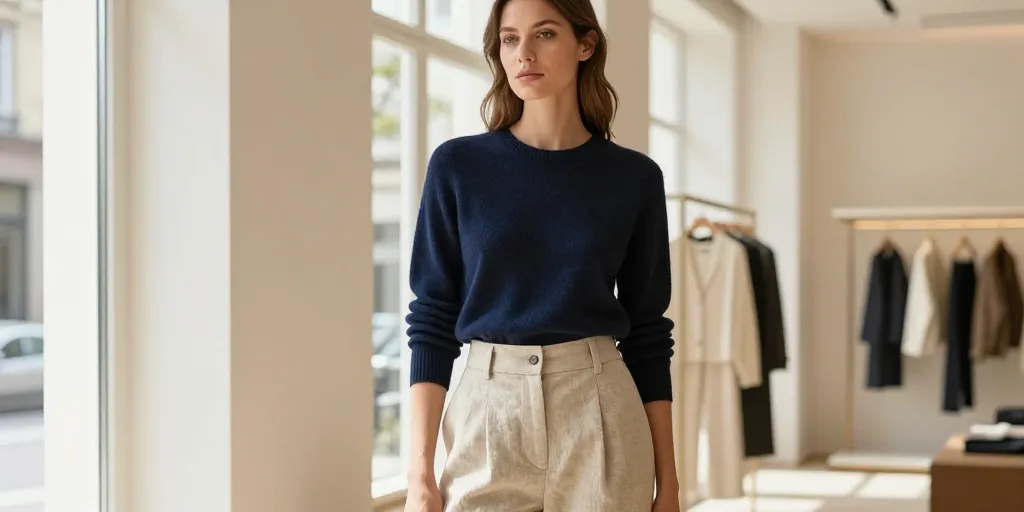 bleu et beige vetement
